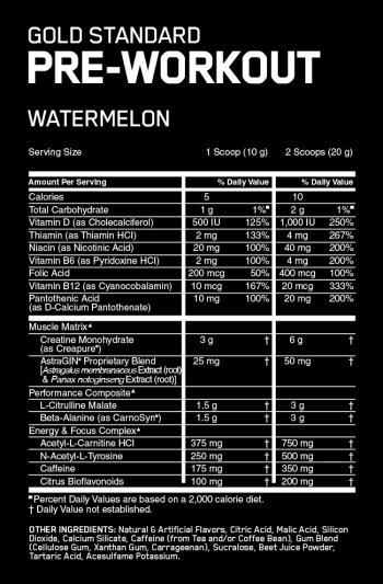 Gold Standard Pre Workout 330g lubenica – Optimum Nutrition