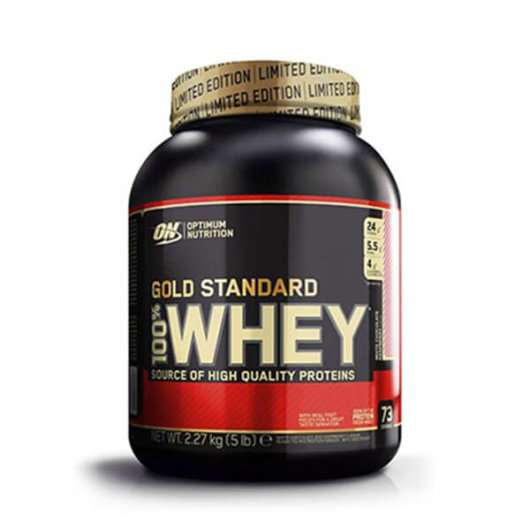 Proteini Whey Gold OPtimum Nutrition u crveno crnoj posudici od 2270 grama