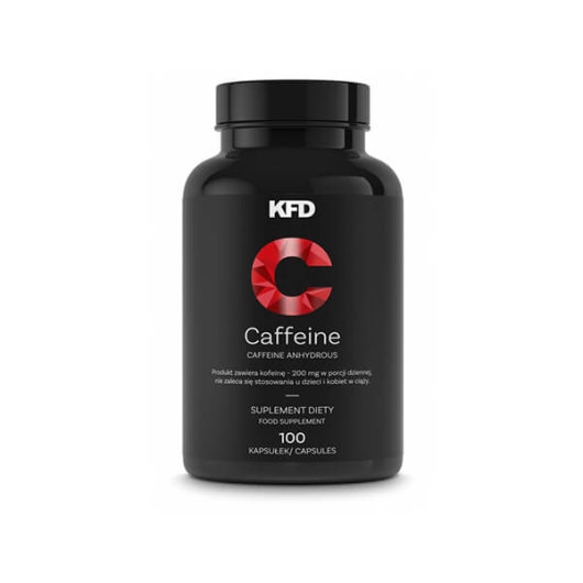 Kofein u tabletama KFD Nutrition u prozirnoj posudici od 100 tableta