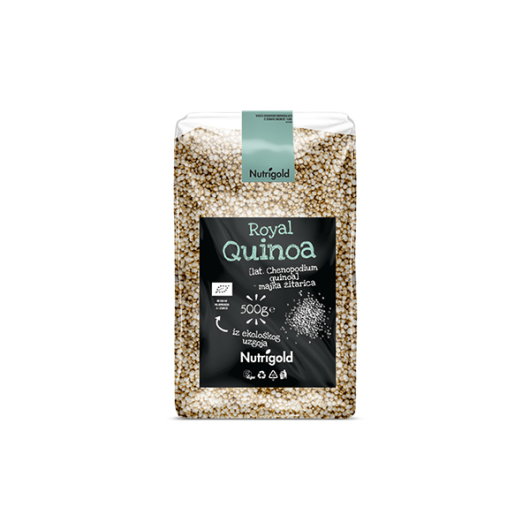Crna Quinoa Nutrigold u prozirnoj amabalaži od 500 grama
