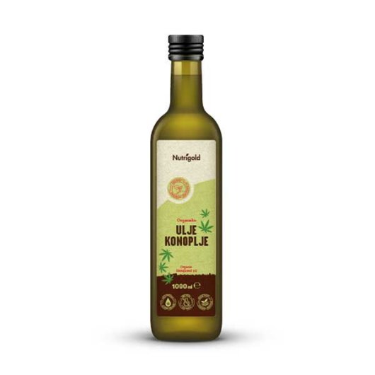 Organsko hladno prešano ulje konoplje Nutrigold u staklenoj boci od 1000ml