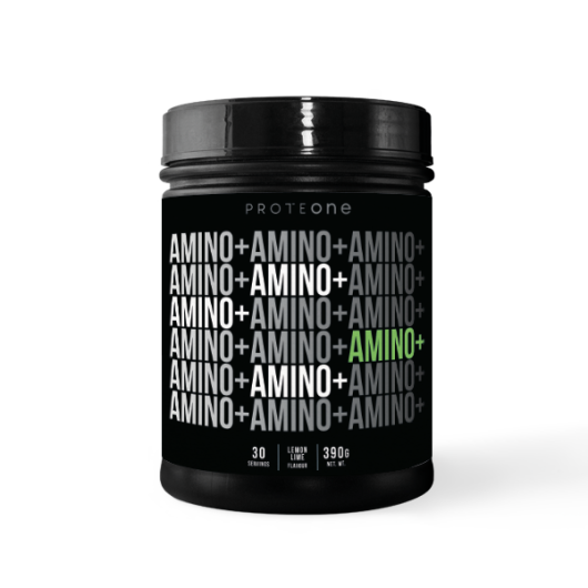 Amino+ Inovativni kompleks aminokiselina ProteONE 390g okusa limuna i limete u crnom pakiranju